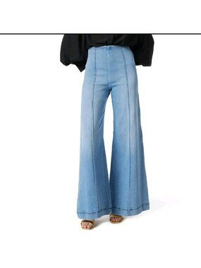 DEE OCLEPPO WOMEN'S XL ANNA HIGH RISE PULL ON PIN TUCK PANT VINTAGE BLUE WASH